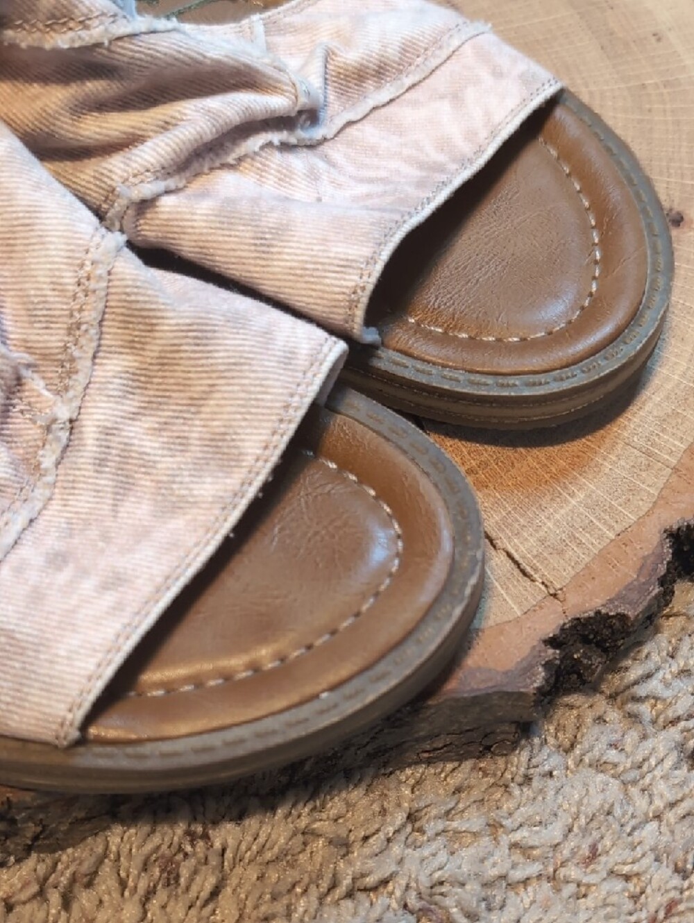 Blowfish Malibu Canvas Ruched Peep Toe Bootie Buckle Lagenlook Sandals NWT - Picture 11 of 14